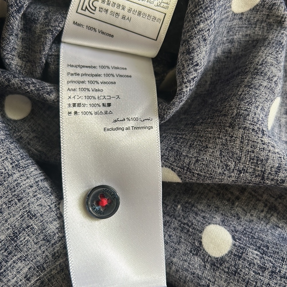 Joules, Navy Blue & White Polka Dot, V Neck, Long Sleeve Top, Size 8 - Picture 4 of 5